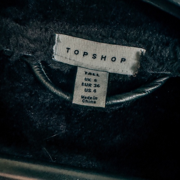 TOPSHOP oversized Aviator Biker Jacket in Jet Black - Picture 8 of 9
